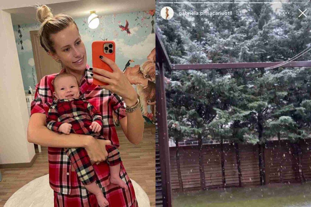 Cum a reacționat Luca Tiago, fiul Gabrielei Prisăcariu și al lui Dani Oțil, la vederea primilor fulgi de nea